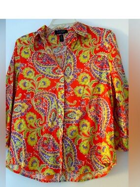 Ralph Lauren Bright Red Paisley Button-Down Shirt